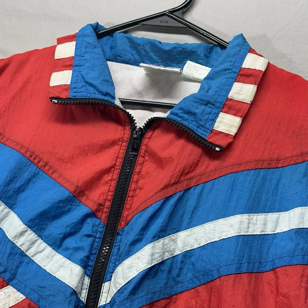 Vintage Windbreaker Jacket Kids Size 14 Multi-Colored 90s Color Block Full Zip